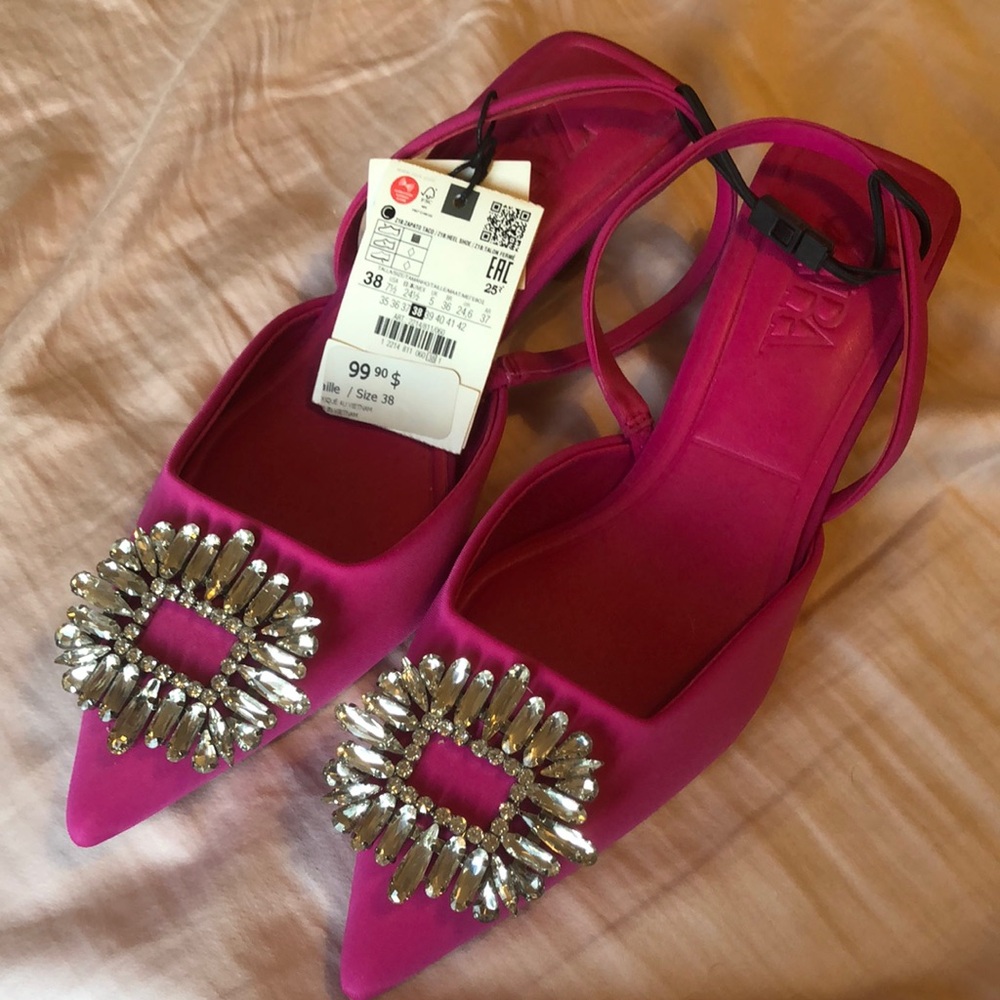 Zara Pink Heels with Embellishments